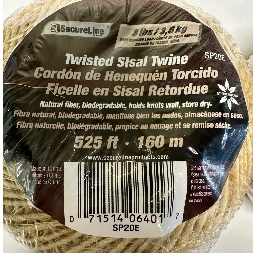 Lehigh Extra Strong Sisal Twine 525 Ft Natural Large Twine 2-Pack Garden Craft P - Picture 3 of 3